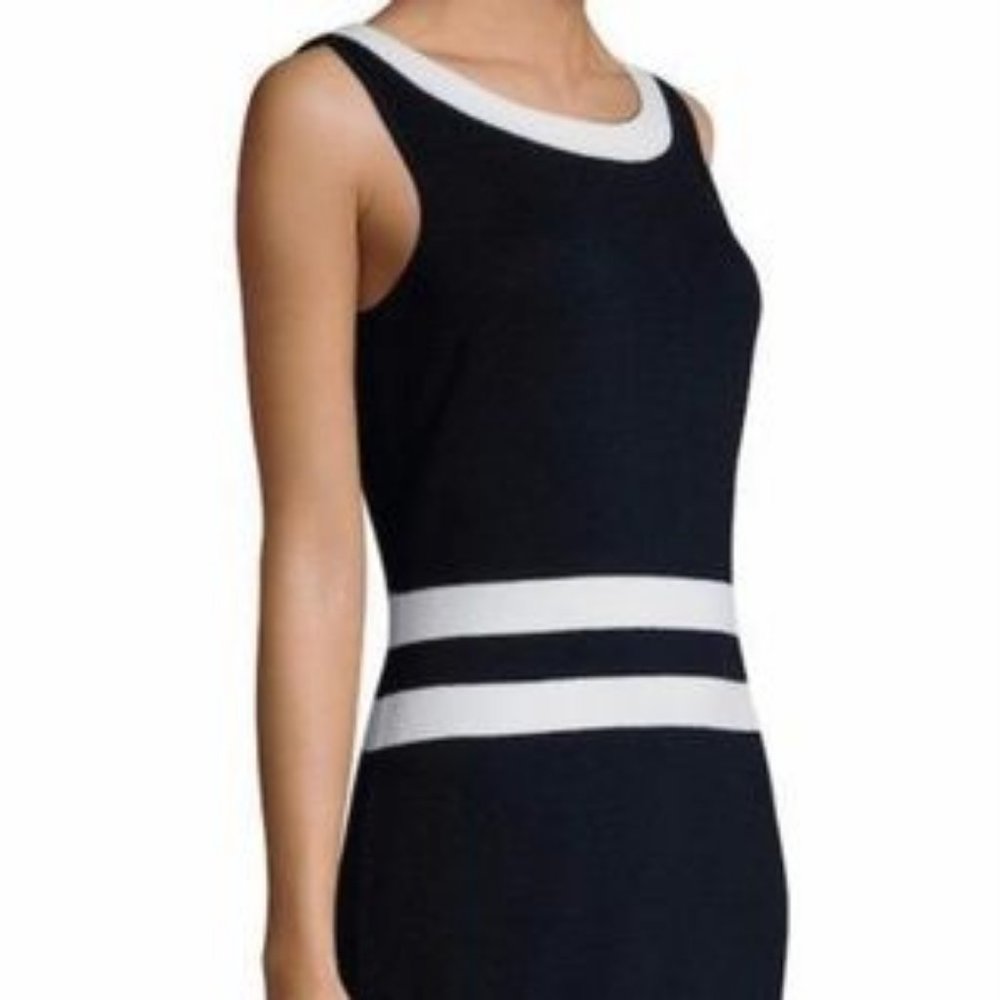 St. John Collection | Black/Bright White Santana Wool Blend Sheath Dress | Sz 16 - Picture 2 of 10